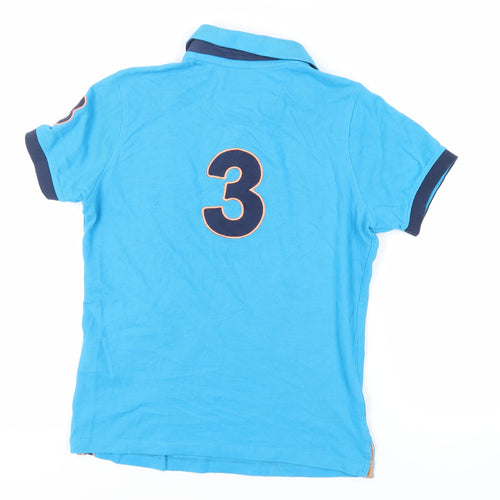 Hazy Blue Womens Blue Cotton Basic Polo Size 8 Collared