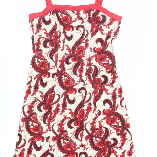 Nougat Womens Ivory Paisley Cotton Tank Dress Size 16 Square Neck Zip