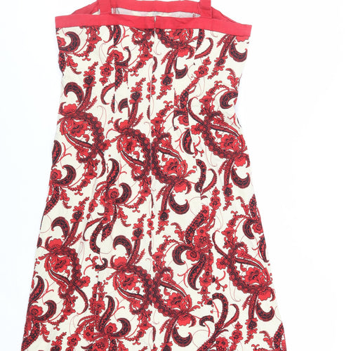 Nougat Womens Ivory Paisley Cotton Tank Dress Size 16 Square Neck Zip