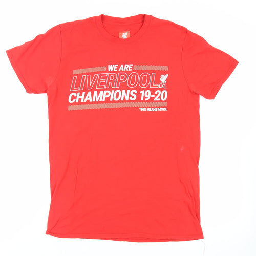 Liverpool FC Mens Red Cotton T-Shirt Size M Crew Neck - Champions