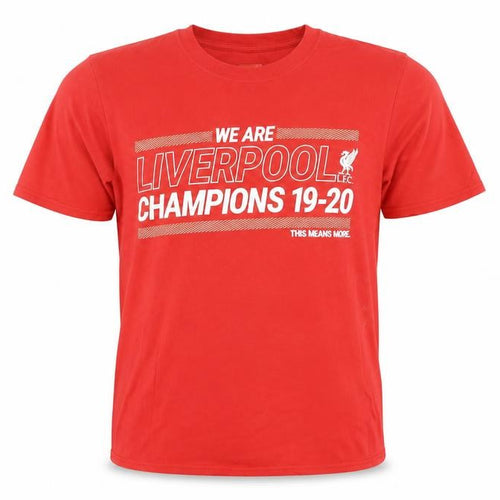 Liverpool FC Mens Red Cotton T-Shirt Size M Crew Neck - Champions