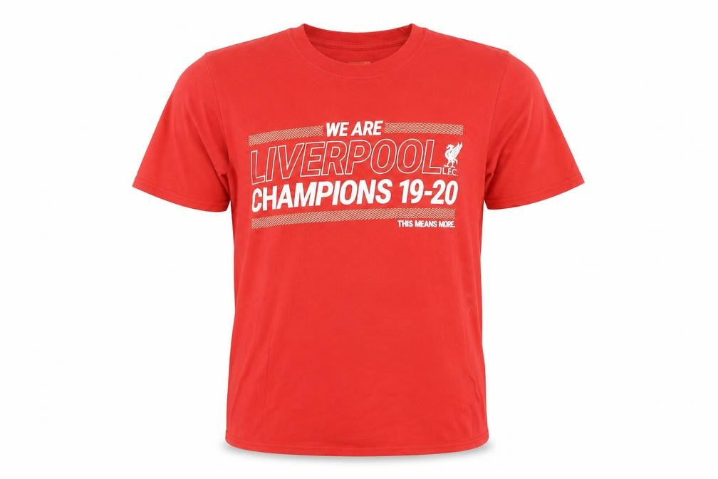 Liverpool FC Mens Red Cotton T-Shirt Size M Crew Neck - Champions