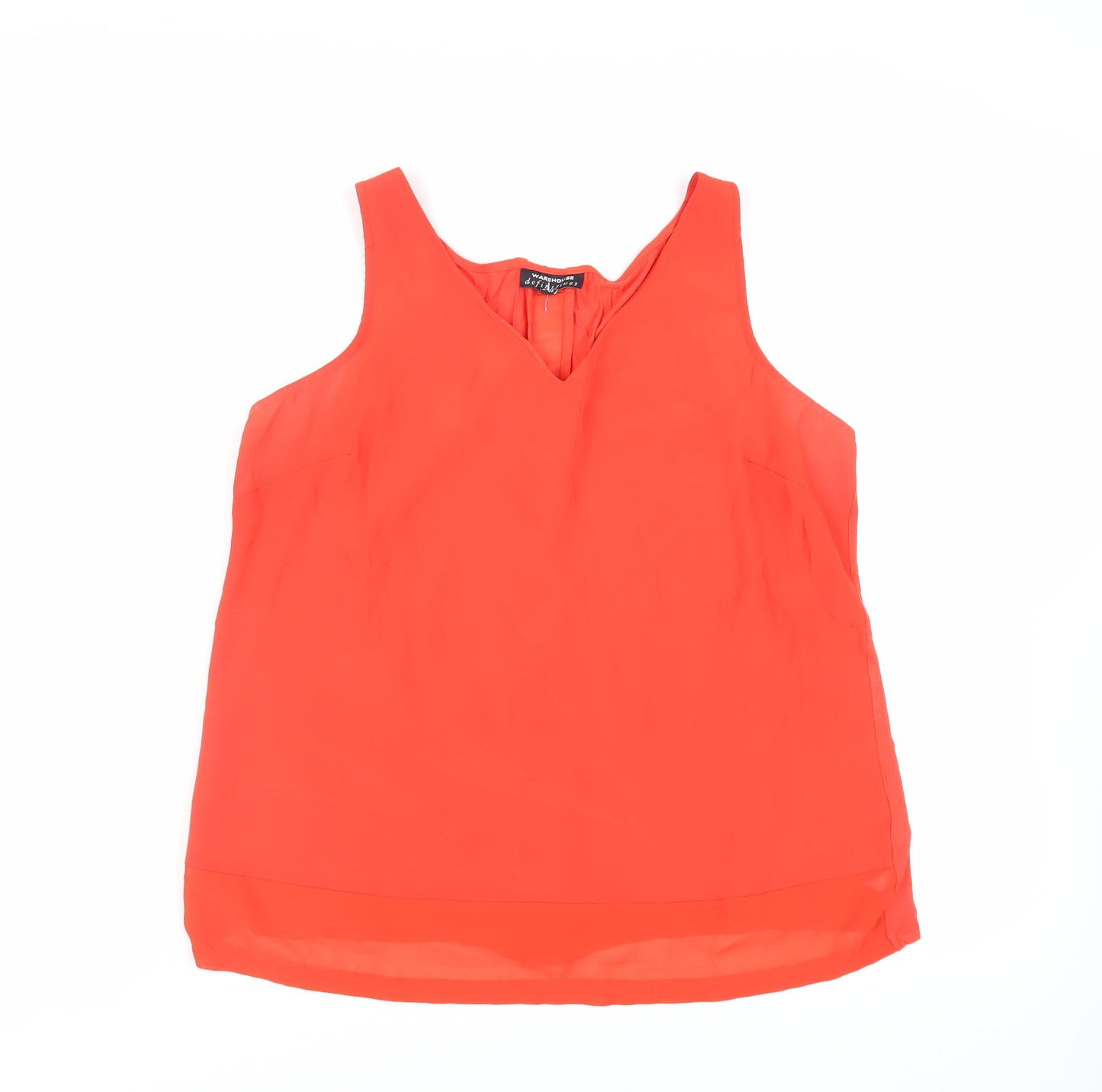 Warehouse Womens Red Polyester Basic Tank Size 14 V-Neck