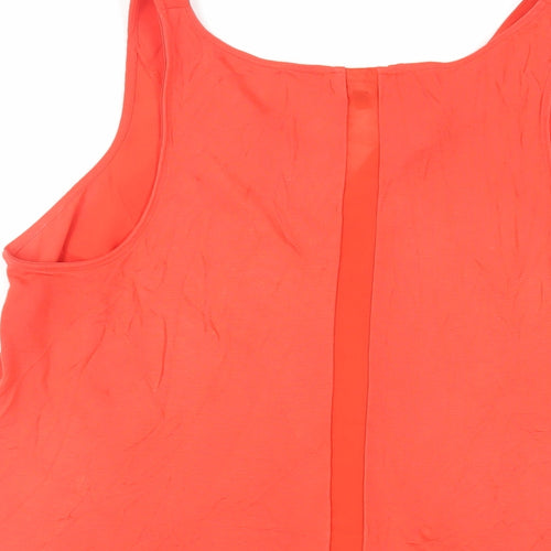 Warehouse Womens Red Polyester Basic Tank Size 14 V-Neck