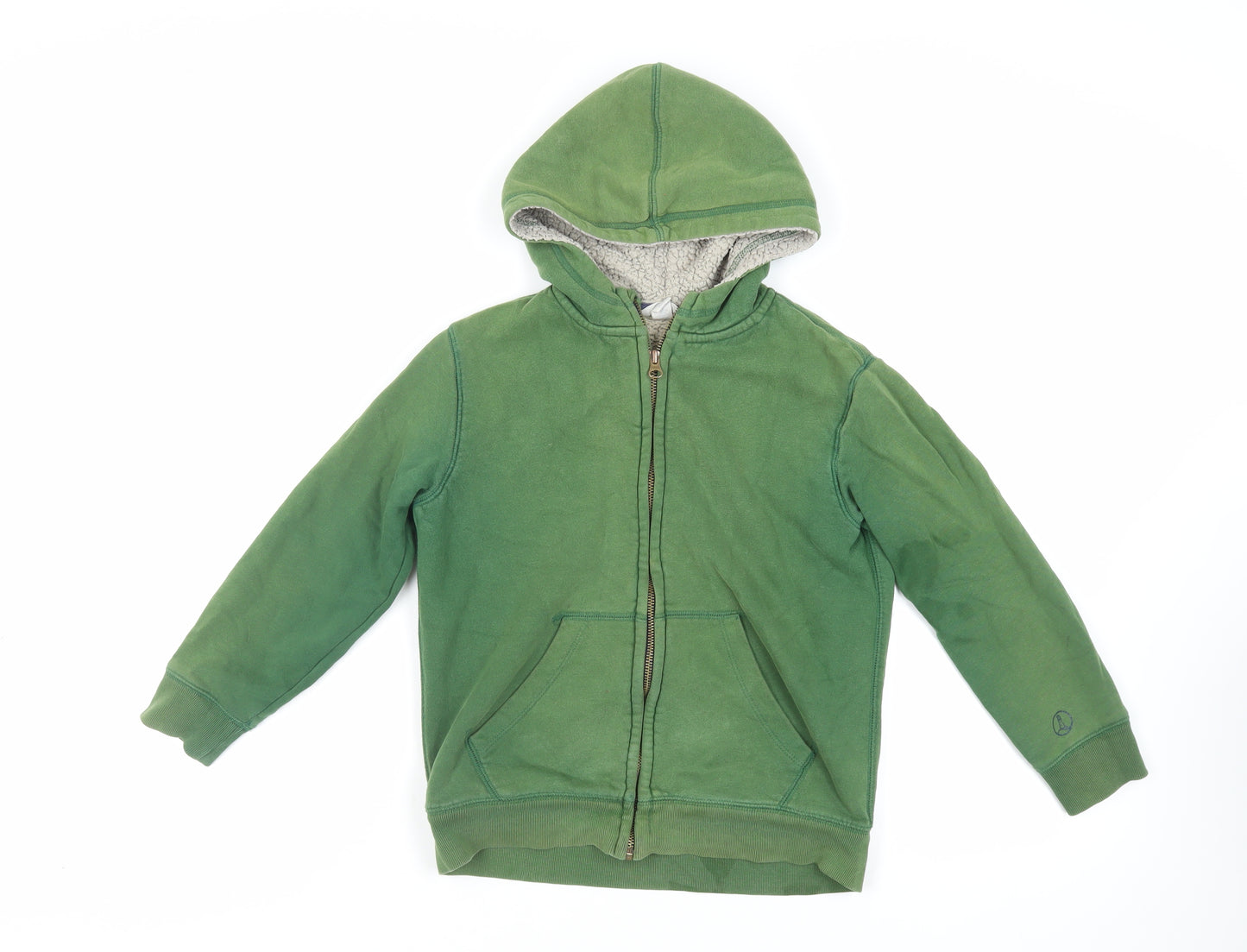 Lands' End Boys Green Cotton Full Zip Hoodie Size 8-9 Years Zip