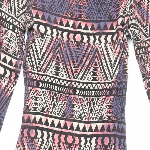 New Look Womens Multicoloured Geometric Viscose Bodycon Size 10 Boat Neck Pullover