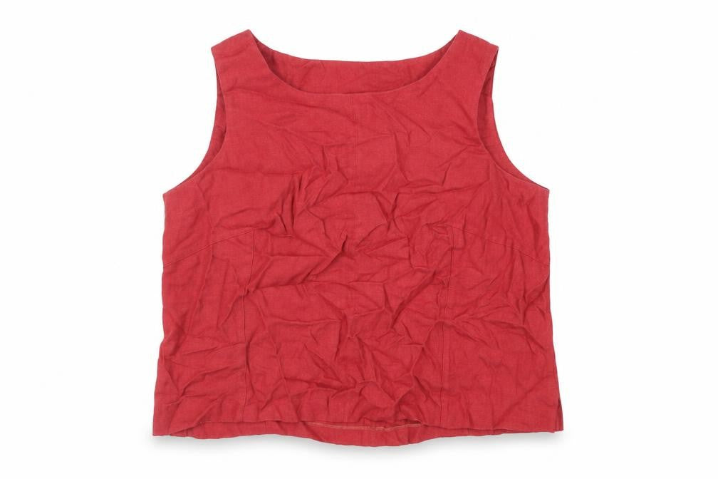 Front view of Ann Harvey women’s red viscose basic tank, size UK 20, boat neck