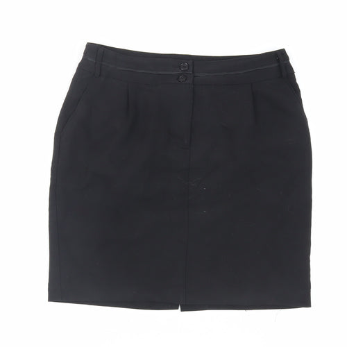 Laura Clement Womens Black Polyester Mini Skirt Size 12 Zip - Lined