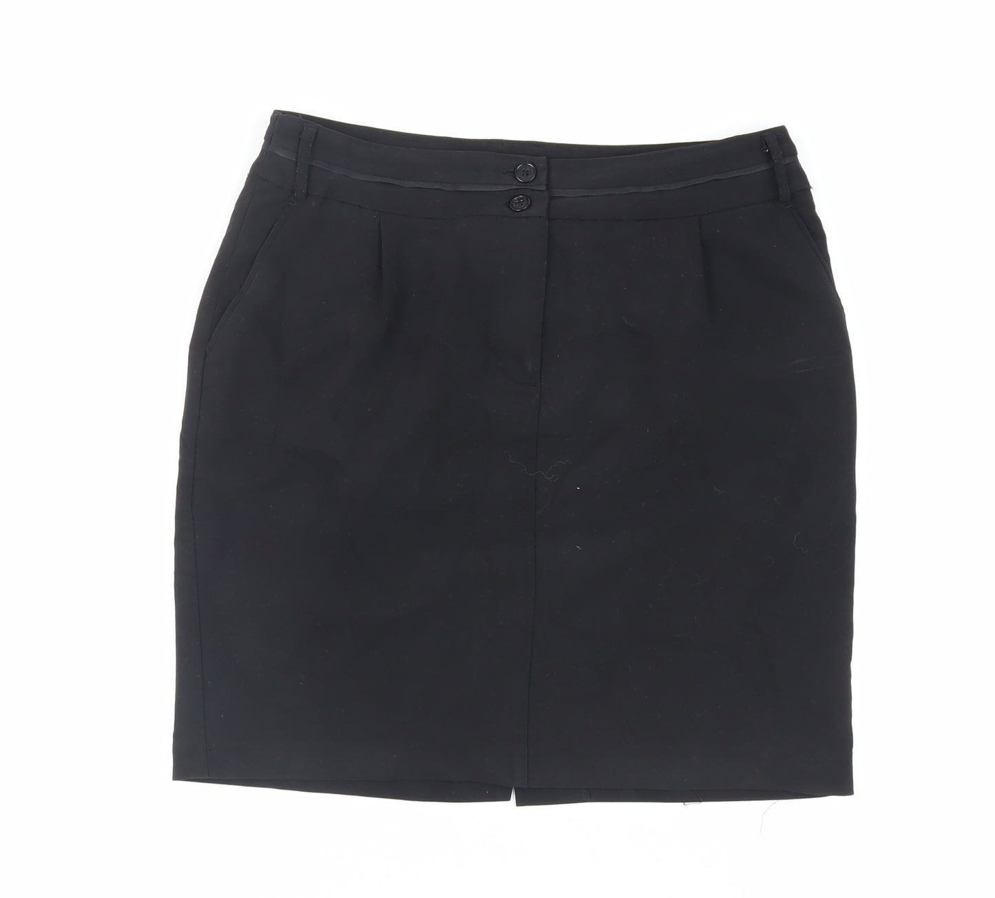 Laura Clement Womens Black Polyester Mini Skirt Size 12 Zip - Lined