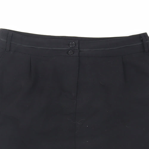 Laura Clement Womens Black Polyester Mini Skirt Size 12 Zip - Lined