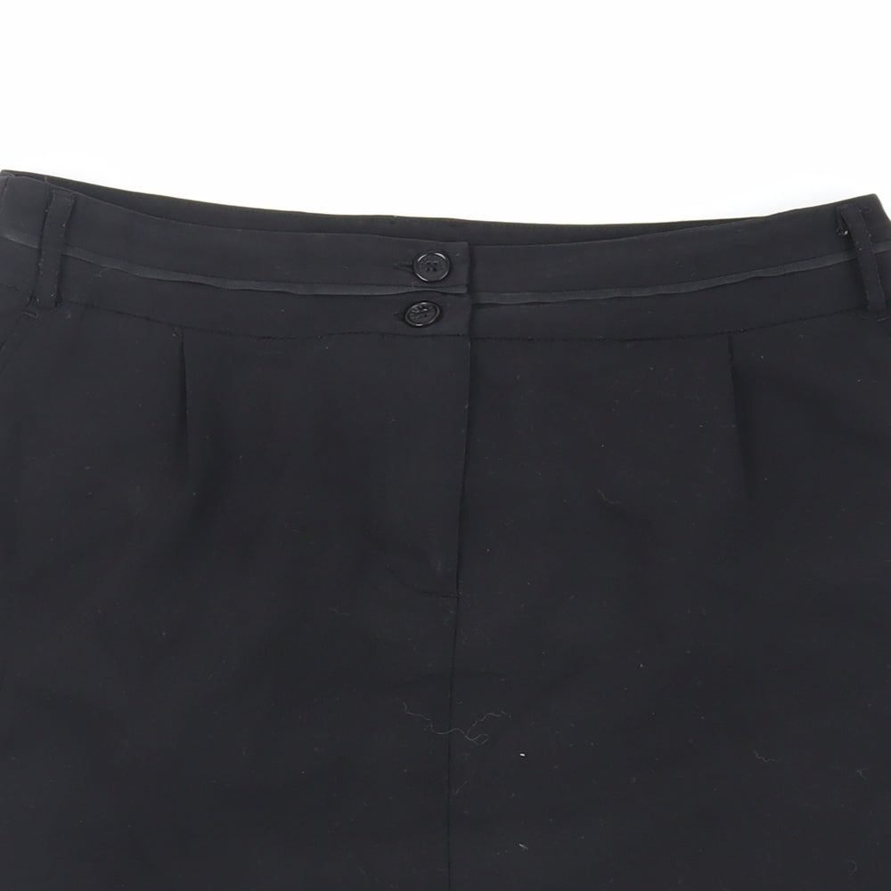 Laura Clement Womens Black Polyester Mini Skirt Size 12 Zip - Lined