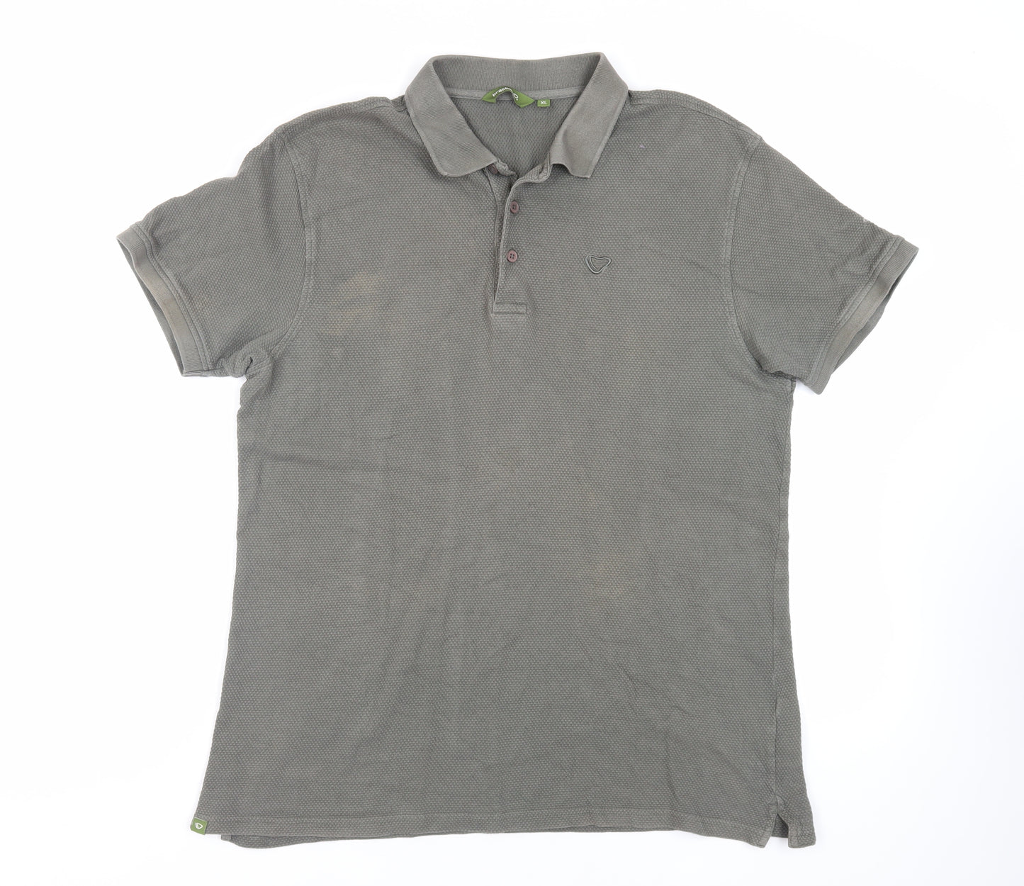 brasher Mens Green Cotton Polo Size XL Collared Button - Textured