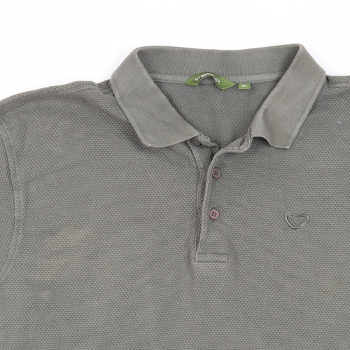 brasher Mens Green Cotton Polo Size XL Collared Button - Textured