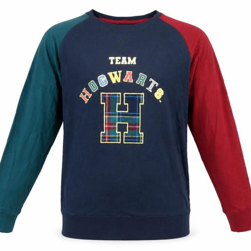 Marks and Spencer Mens Blue Colourblock Cotton T-Shirt Size M Crew Neck - Harry Potter Hogwarts