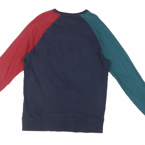 Marks and Spencer Mens Blue Colourblock Cotton T-Shirt Size M Crew Neck - Harry Potter Hogwarts