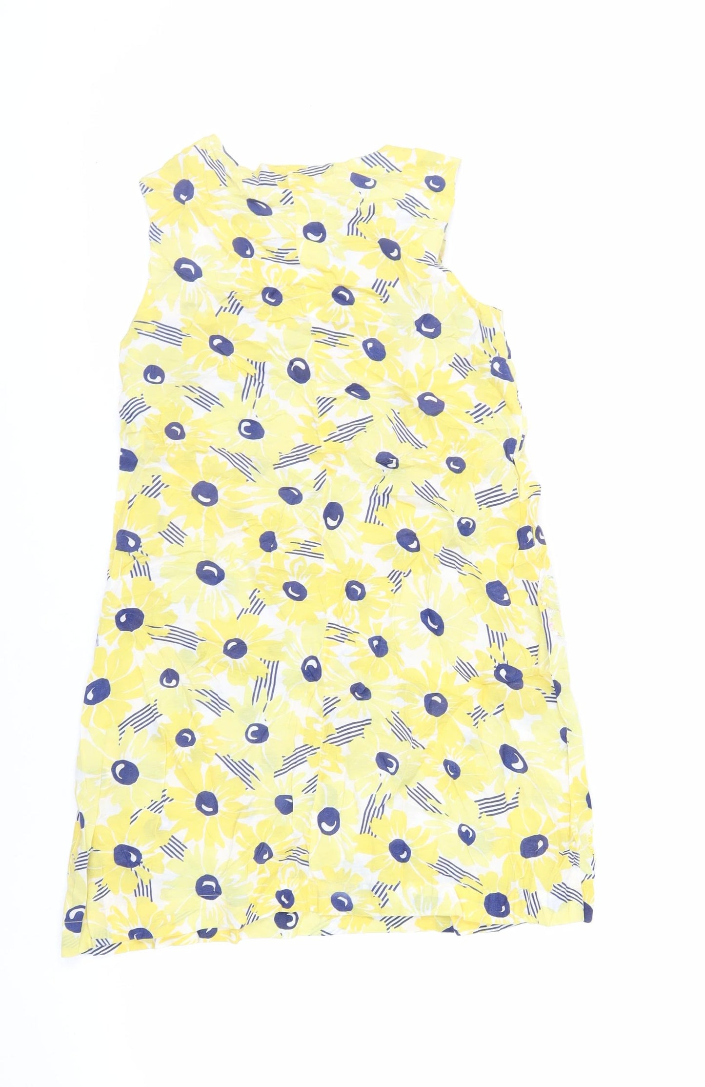 River Island Womens Yellow Floral Viscose Mini Size 8 Round Neck Zip - Beaded