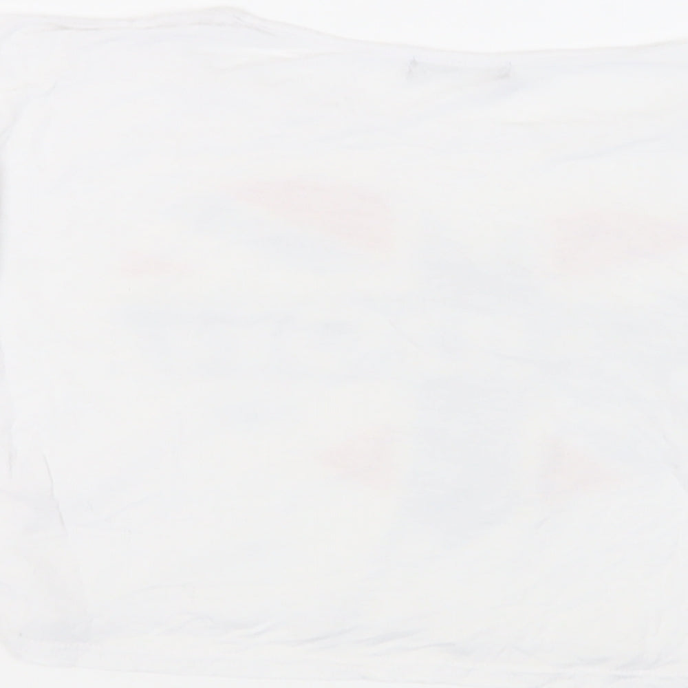 Signature Womens White Viscose Cropped T-Shirt Size M Round Neck - London Heart