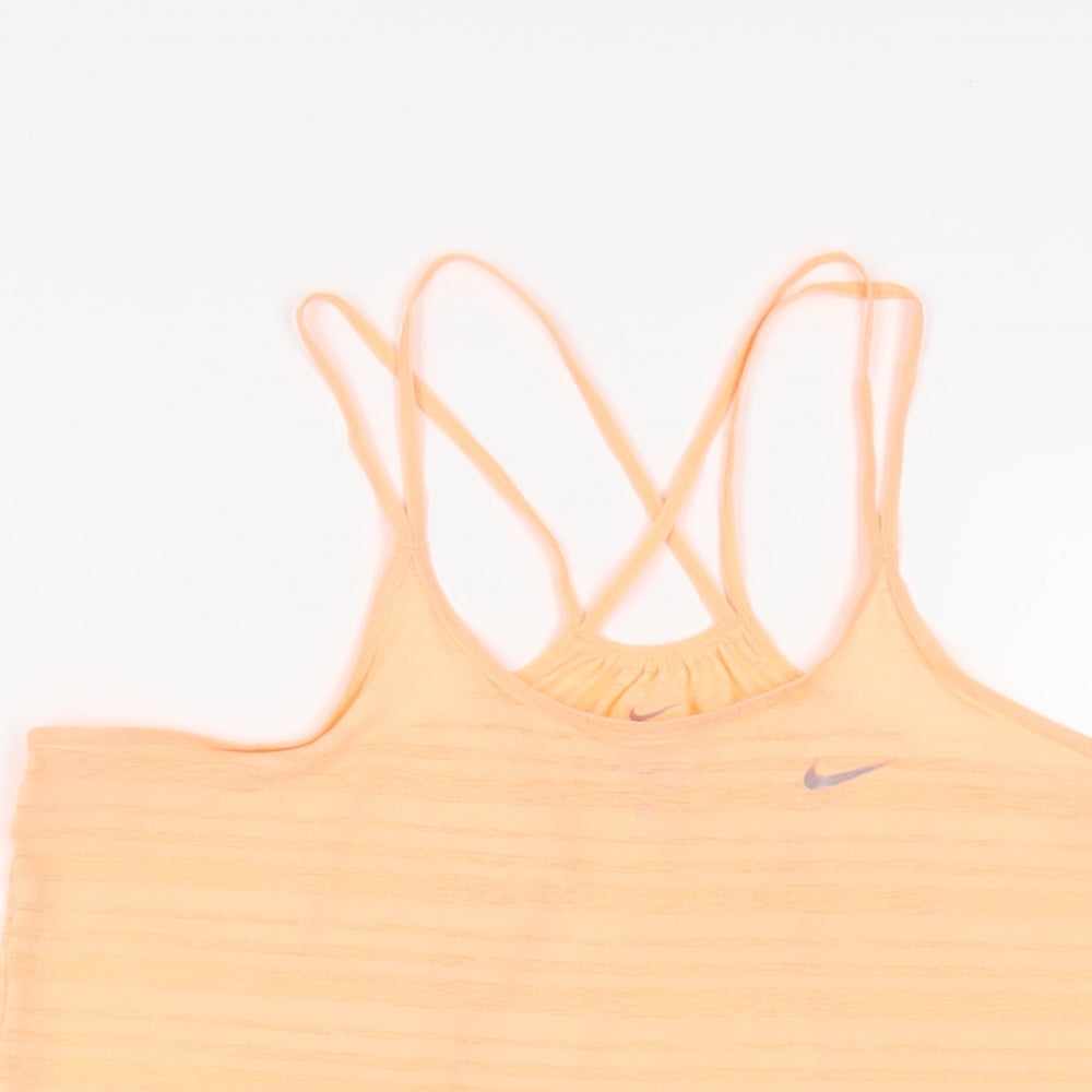 Nike Womens Orange Polyester Camisole Tank Size M Scoop Neck Pullover - Gym Workout Running