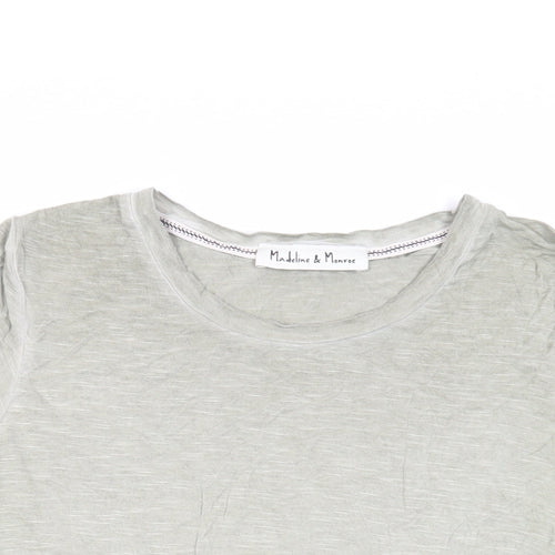 Madeline & Monroe Womens Green Viscose Basic T-Shirt Size M Round Neck - Ruffle Sleeves