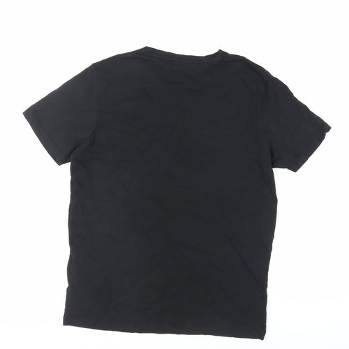 JACK & JONES Mens Black Cotton T-Shirt Size M Crew Neck - Logo