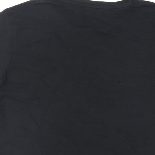 JACK & JONES Mens Black Cotton T-Shirt Size M Crew Neck - Logo