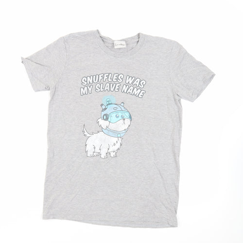 Rick and Morty Womens Grey Cotton Basic T-Shirt Size M Crew Neck