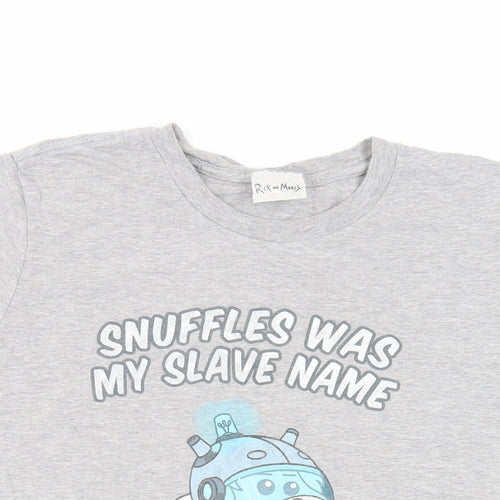 Rick and Morty Womens Grey Cotton Basic T-Shirt Size M Crew Neck