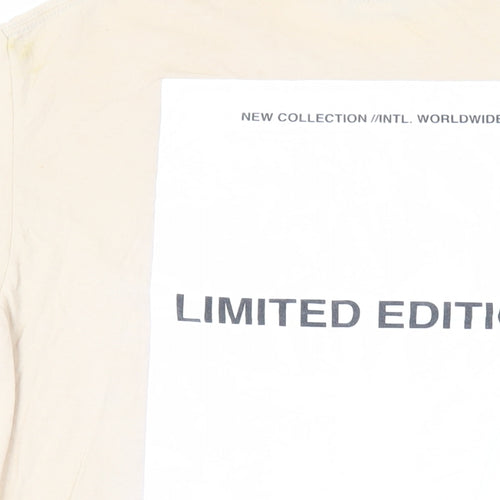 AX Paris Mens Beige Cotton T-Shirt Size L Crew Neck