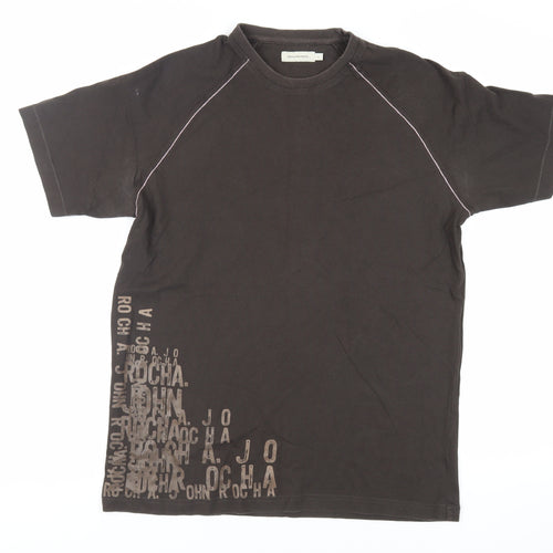 RJR.John Rocha Mens Brown Cotton T-Shirt Size L Crew Neck