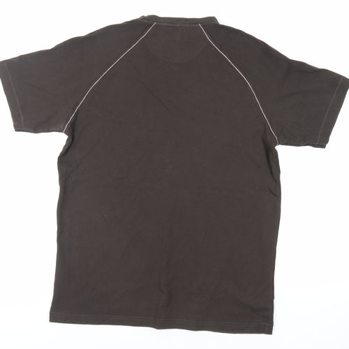 RJR.John Rocha Mens Brown Cotton T-Shirt Size L Crew Neck