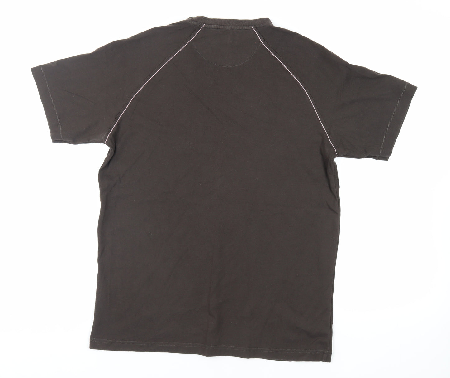 RJR.John Rocha Mens Brown Cotton T-Shirt Size L Crew Neck