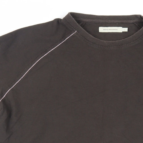 RJR.John Rocha Mens Brown Cotton T-Shirt Size L Crew Neck