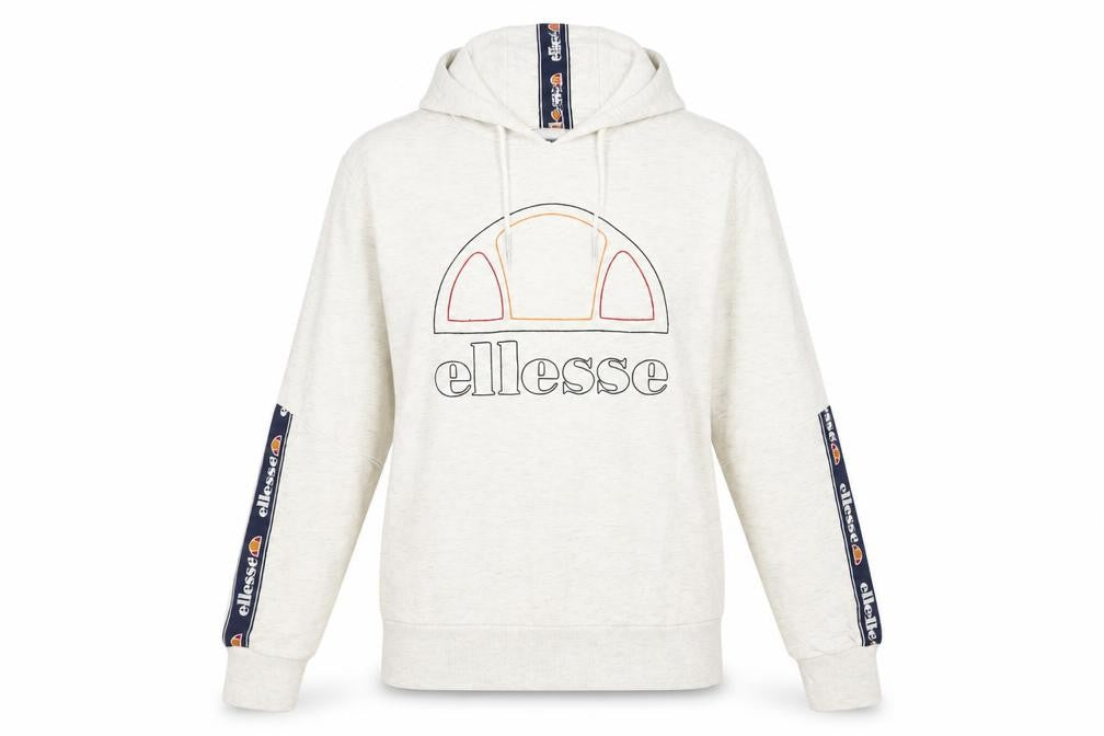 Front view of Ellesse women’s grey cotton pullover hoodie, size UK 10, pullover - logo