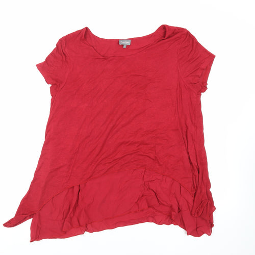 Phase Eight Womens Red Viscose Basic T-Shirt Size 14 Boat Neck