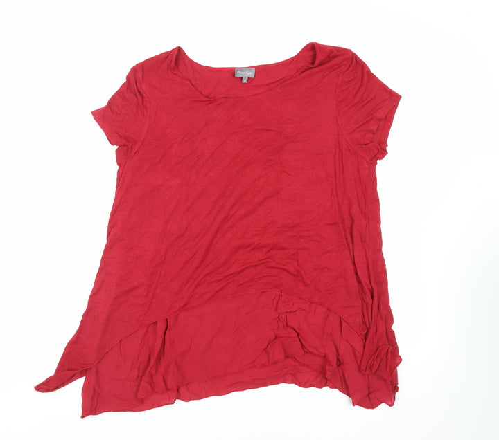 Phase Eight Womens Red Viscose Basic T-Shirt Size 14 Boat Neck