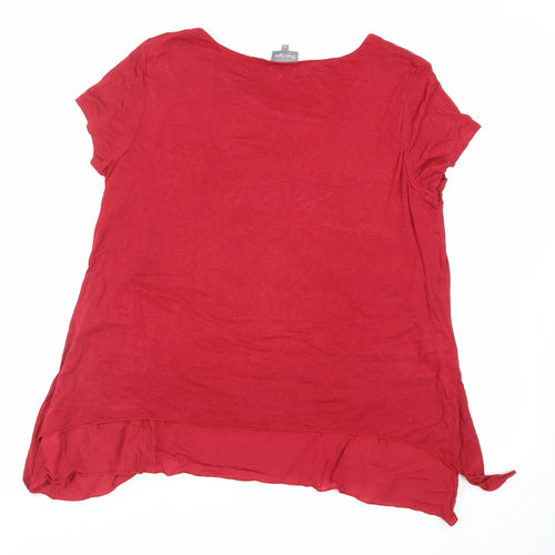 Phase Eight Womens Red Viscose Basic T-Shirt Size 14 Boat Neck