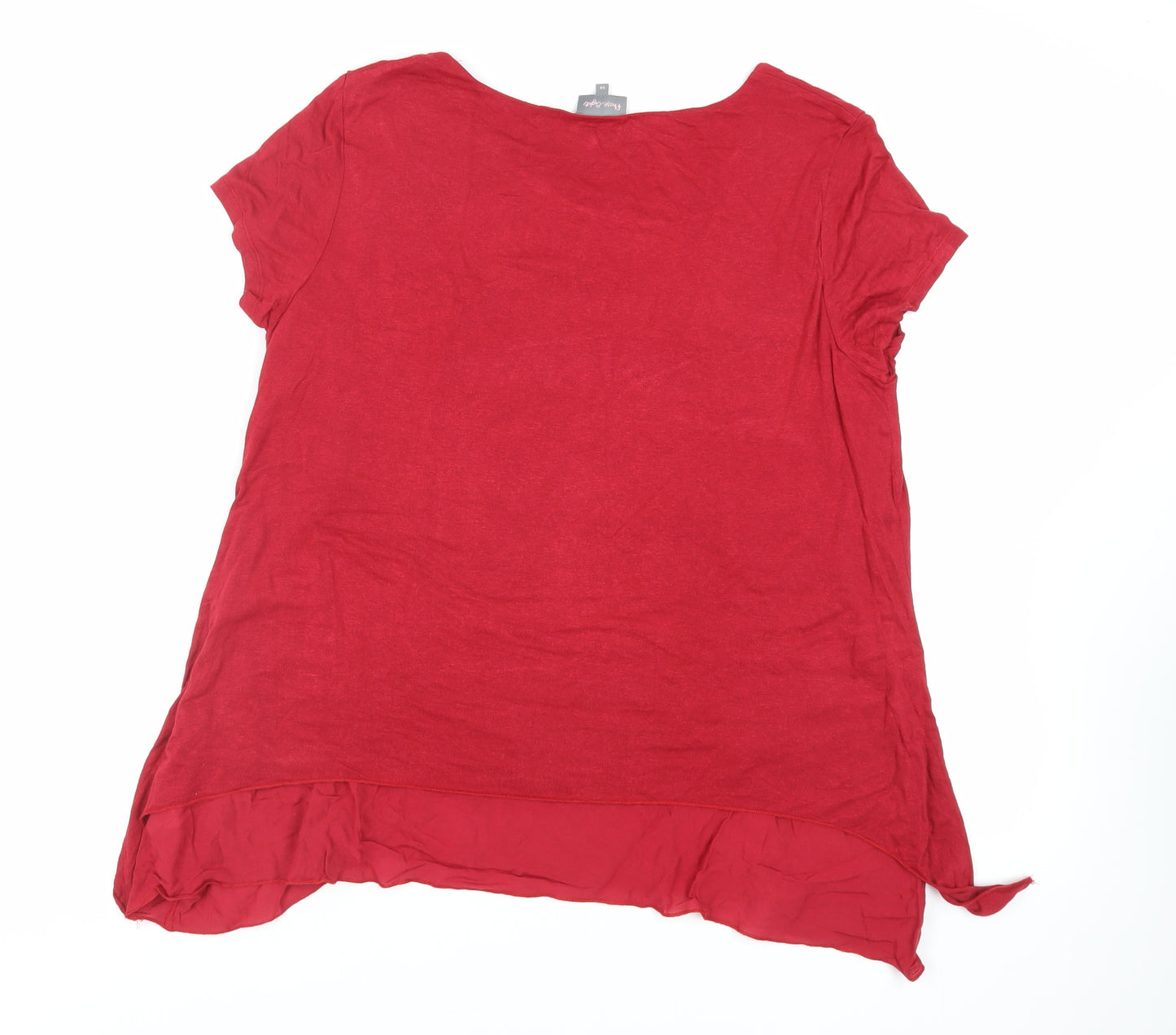 Phase Eight Womens Red Viscose Basic T-Shirt Size 14 Boat Neck
