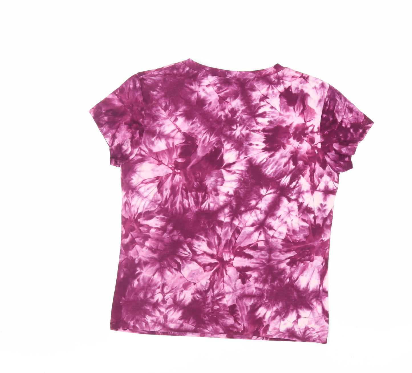 725 Originals Womens Purple Cotton Basic T-Shirt Size L V-Neck - Tie Dye