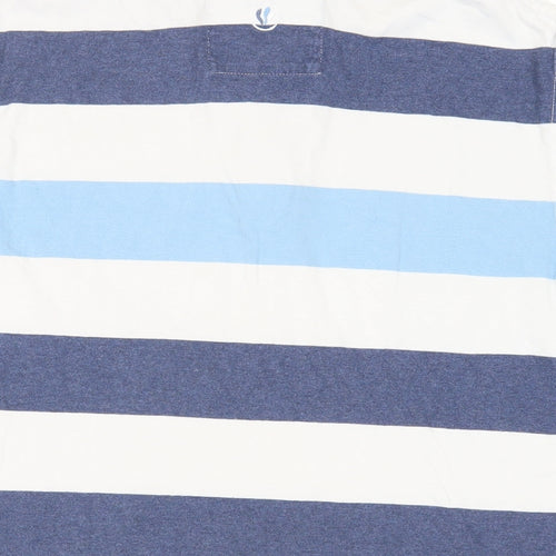 Fat Face Mens Blue Striped Cotton Polo Size L Collared Button