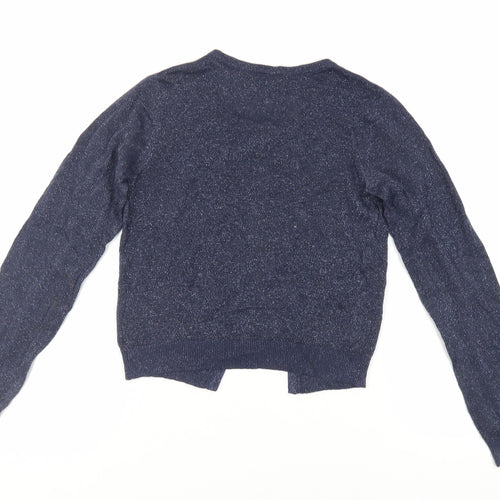 Blue Zoo Girls Blue Round Neck Cotton Cardigan Jumper Size 13-14 Years Button - Glitter