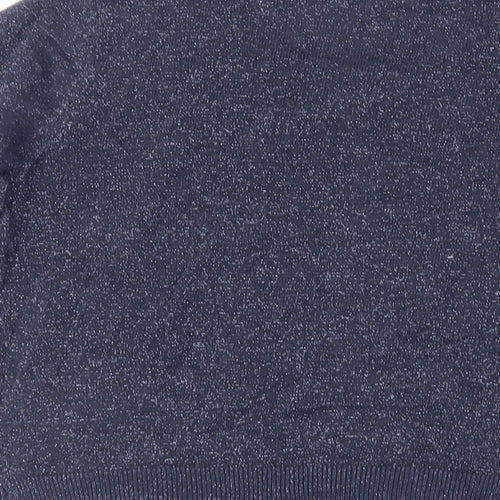 Blue Zoo Girls Blue Round Neck Cotton Cardigan Jumper Size 13-14 Years Button - Glitter