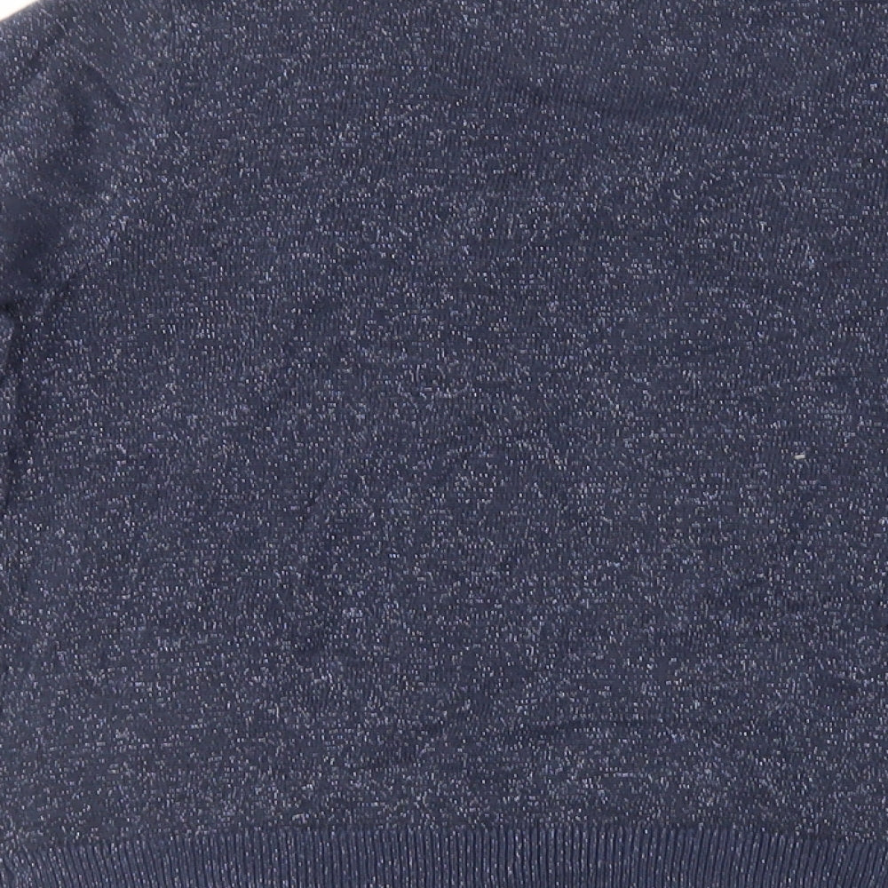Blue Zoo Girls Blue Round Neck Cotton Cardigan Jumper Size 13-14 Years Button - Glitter