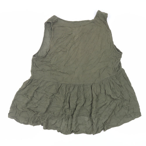 Warehouse Womens Green Viscose Basic Tank Size 16 V-Neck