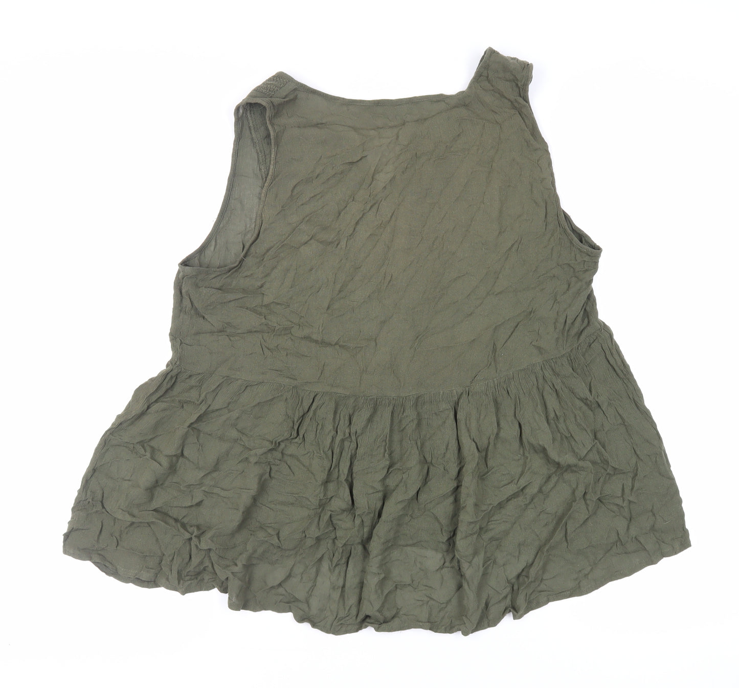 Warehouse Womens Green Viscose Basic Tank Size 16 V-Neck
