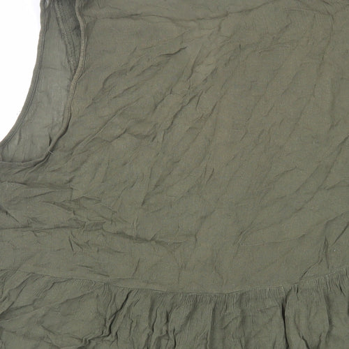 Warehouse Womens Green Viscose Basic Tank Size 16 V-Neck