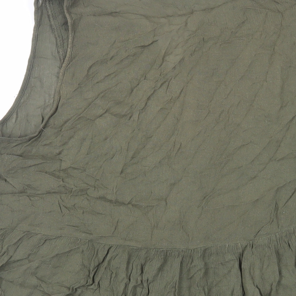 Warehouse Womens Green Viscose Basic Tank Size 16 V-Neck