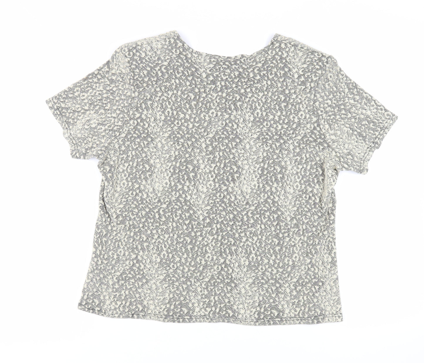 Bonmarché Womens Beige Animal Print Polyester Basic Blouse Size L V-Neck - Shoulder Pads