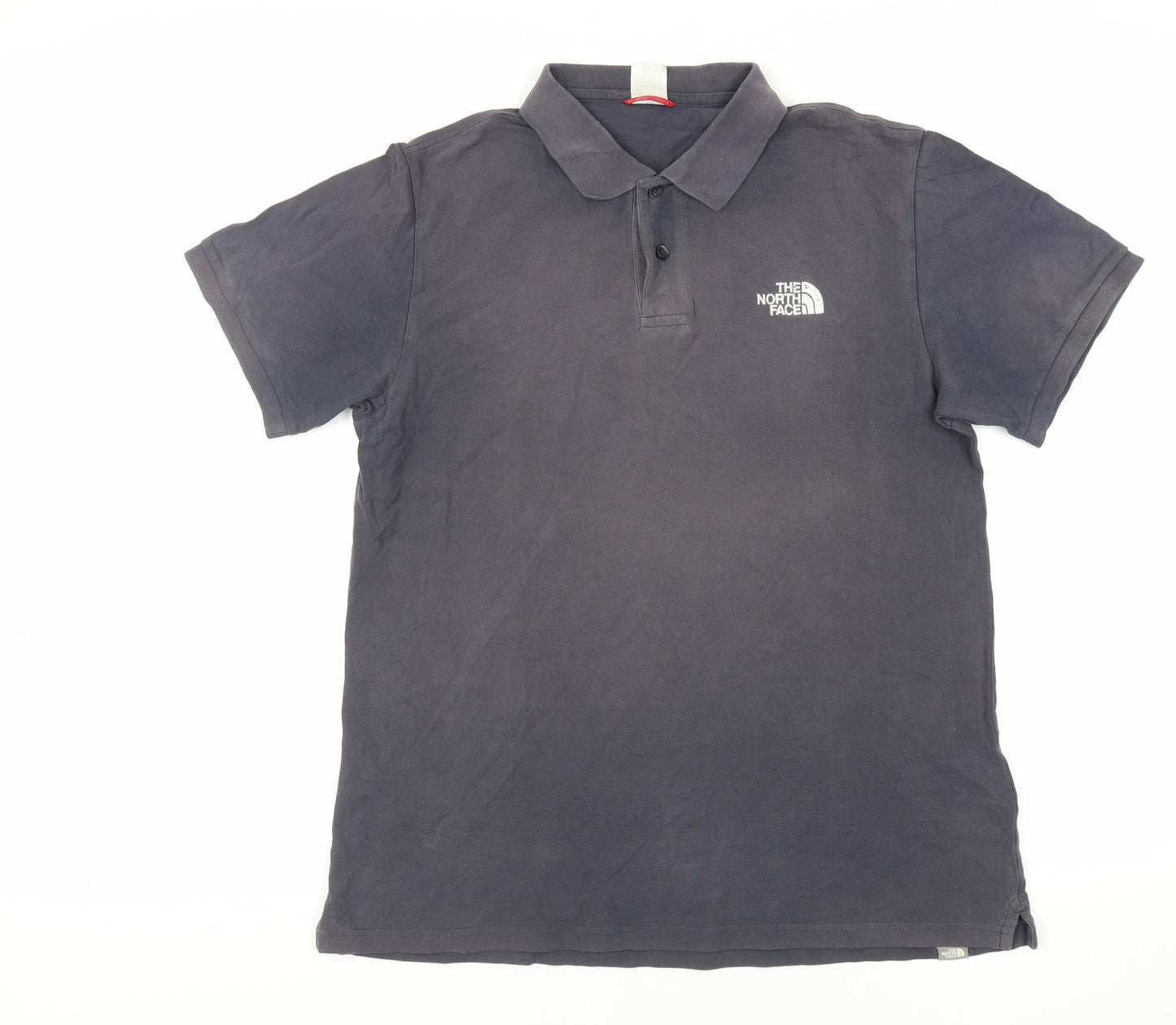 The North Face Mens Grey Cotton Polo Size M Collared Button - Logo