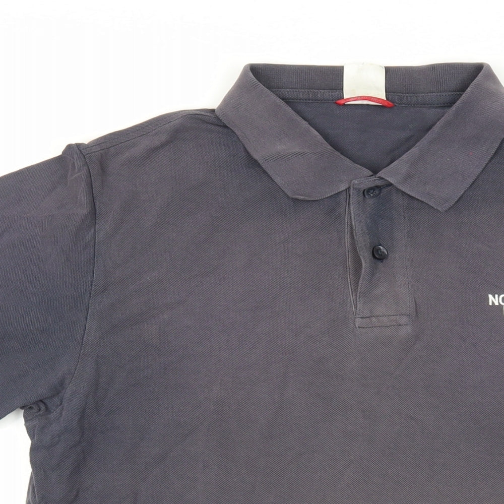 The North Face Mens Grey Cotton Polo Size M Collared Button - Logo