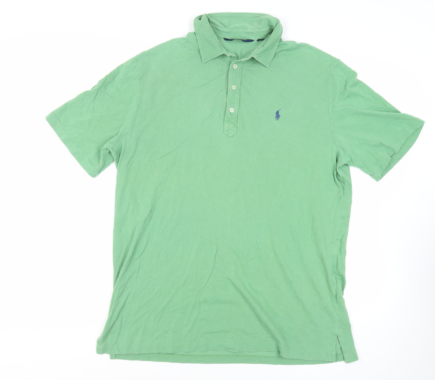 Polo Golf Mens Green Cotton Polo Size XL Collared Button - Logo